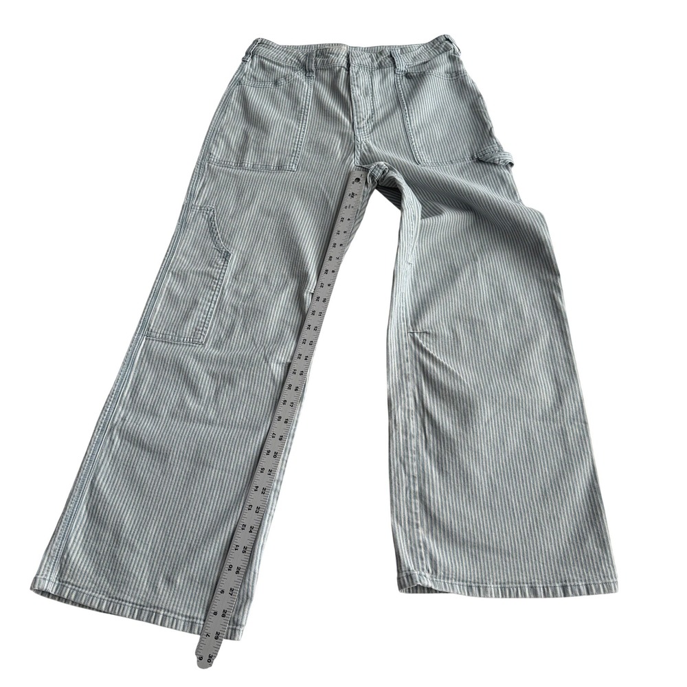 Pilcro‎ Anthropologie High Rise Railroad Stripe Wide Leg Carpenter Jeans sz 30 - Picture 7 of 9